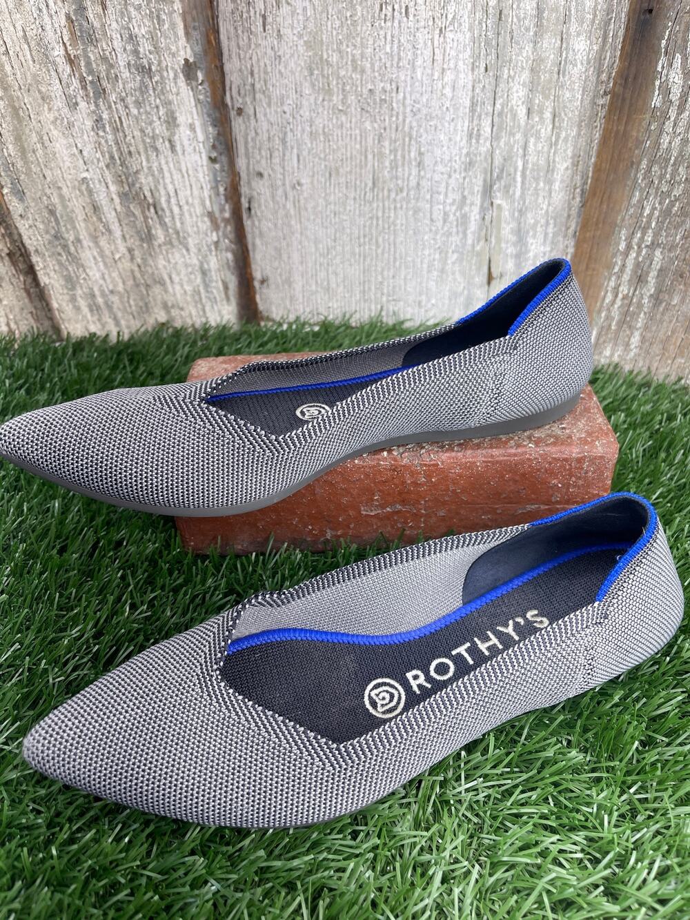 Rothy's The Point Flats Cloud Grey Birdseye Shoes Women's 6.5